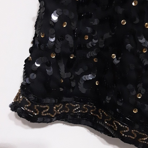 Vintage skirt women sequins detail short black event retro Y2K classic luxury 14 - Picture 2 of 8